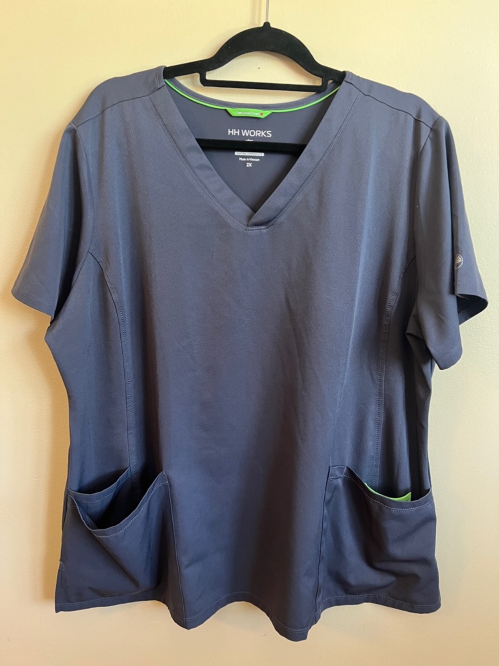 HH Works Healing Hands 2X Navy Blue V Neck Scrub Top Medical Uniform